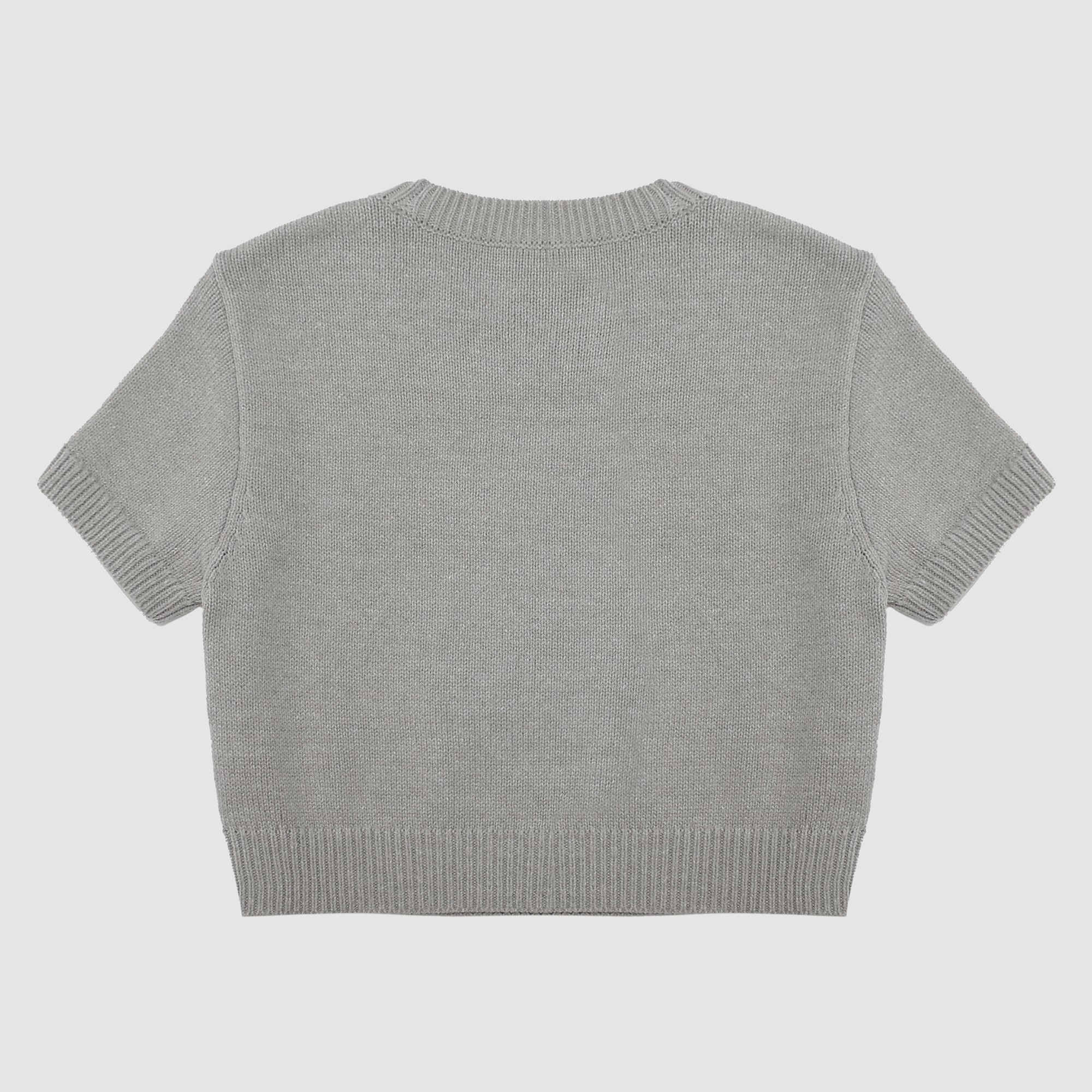 Teddy Bear Cropped Sweater Top in Heather Grey