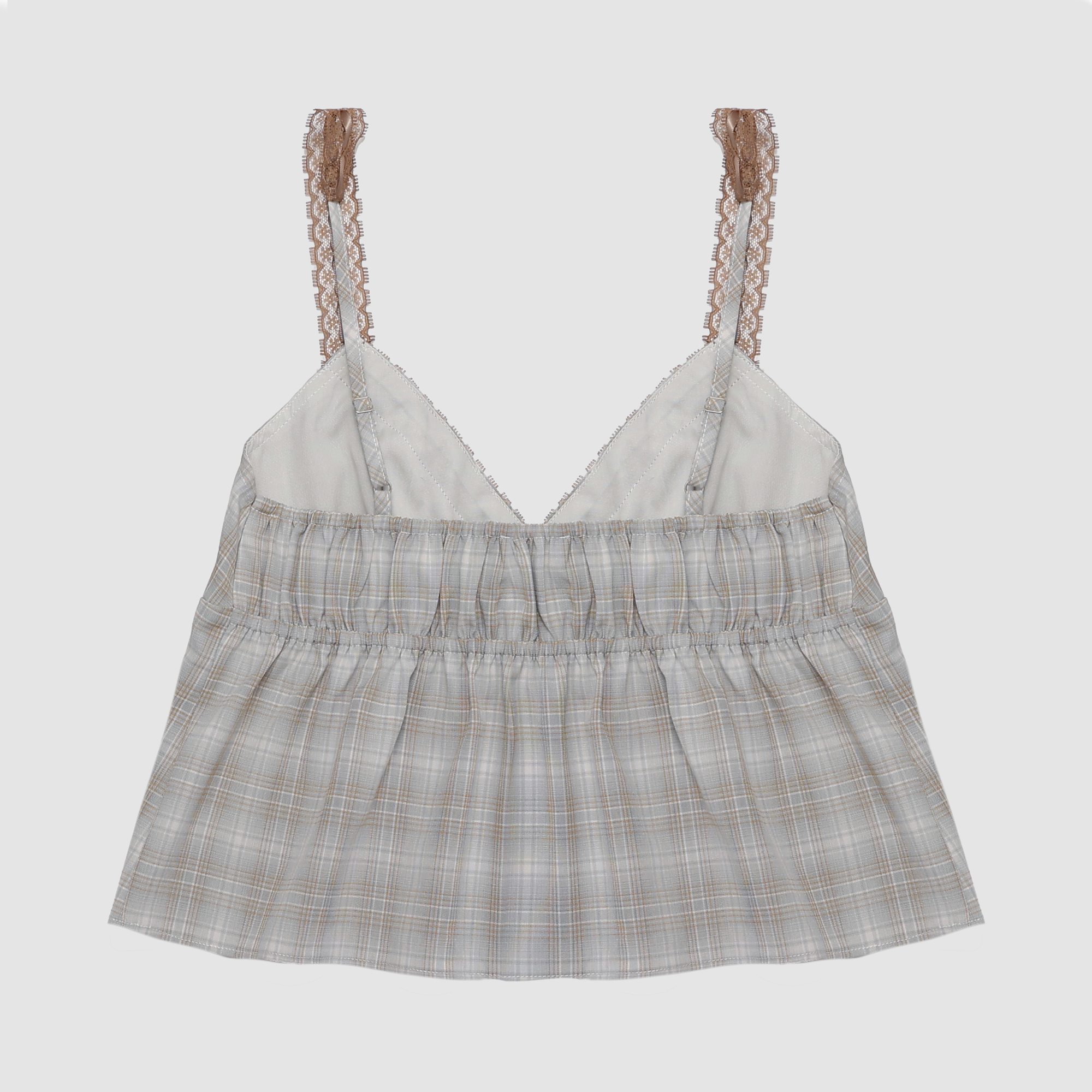 Vienna Plaid Lace Babydoll Tank