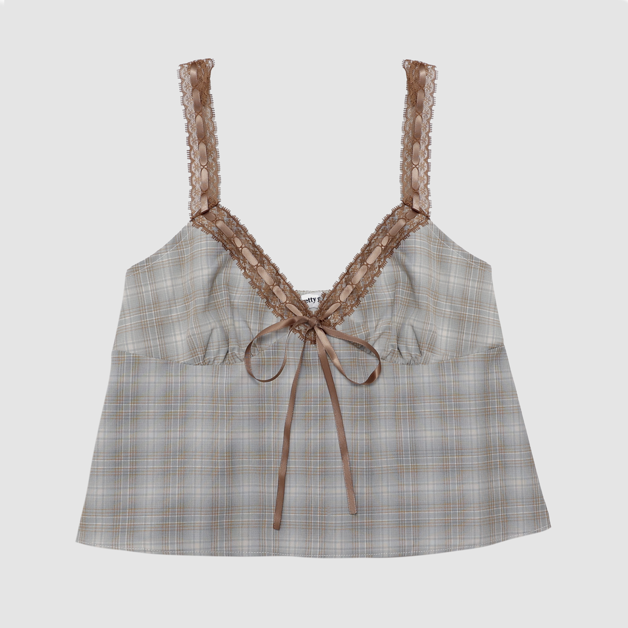 Vienna Plaid Lace Babydoll Tank