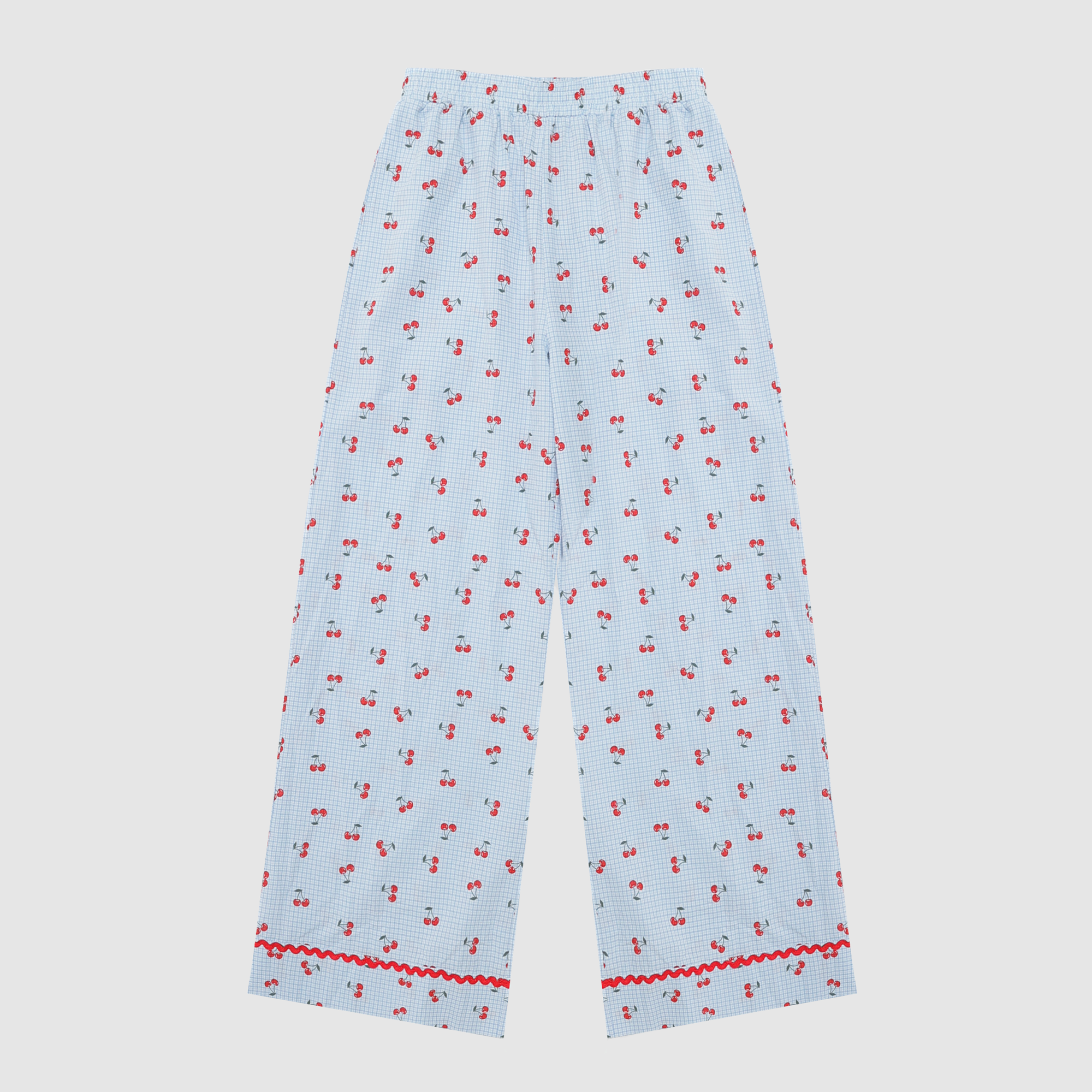 Lucille Cherry Gingham Pajama Set in Blue