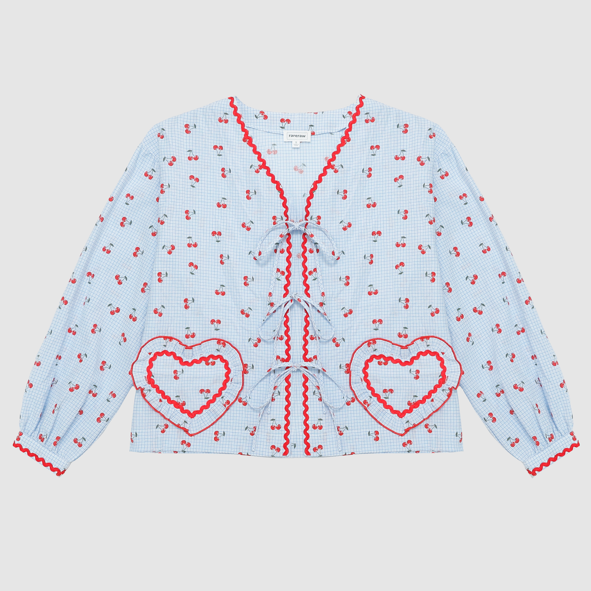 Lucille Cherry Gingham Pajama Set in Blue