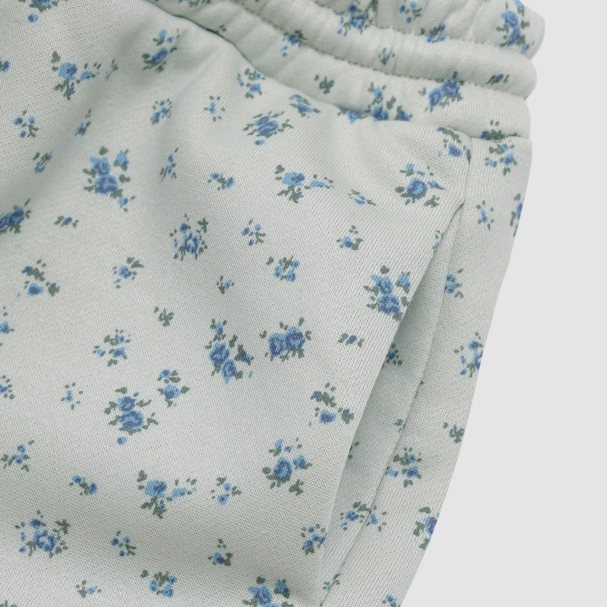 Lucy Floral Print Sweatshorts in Mint