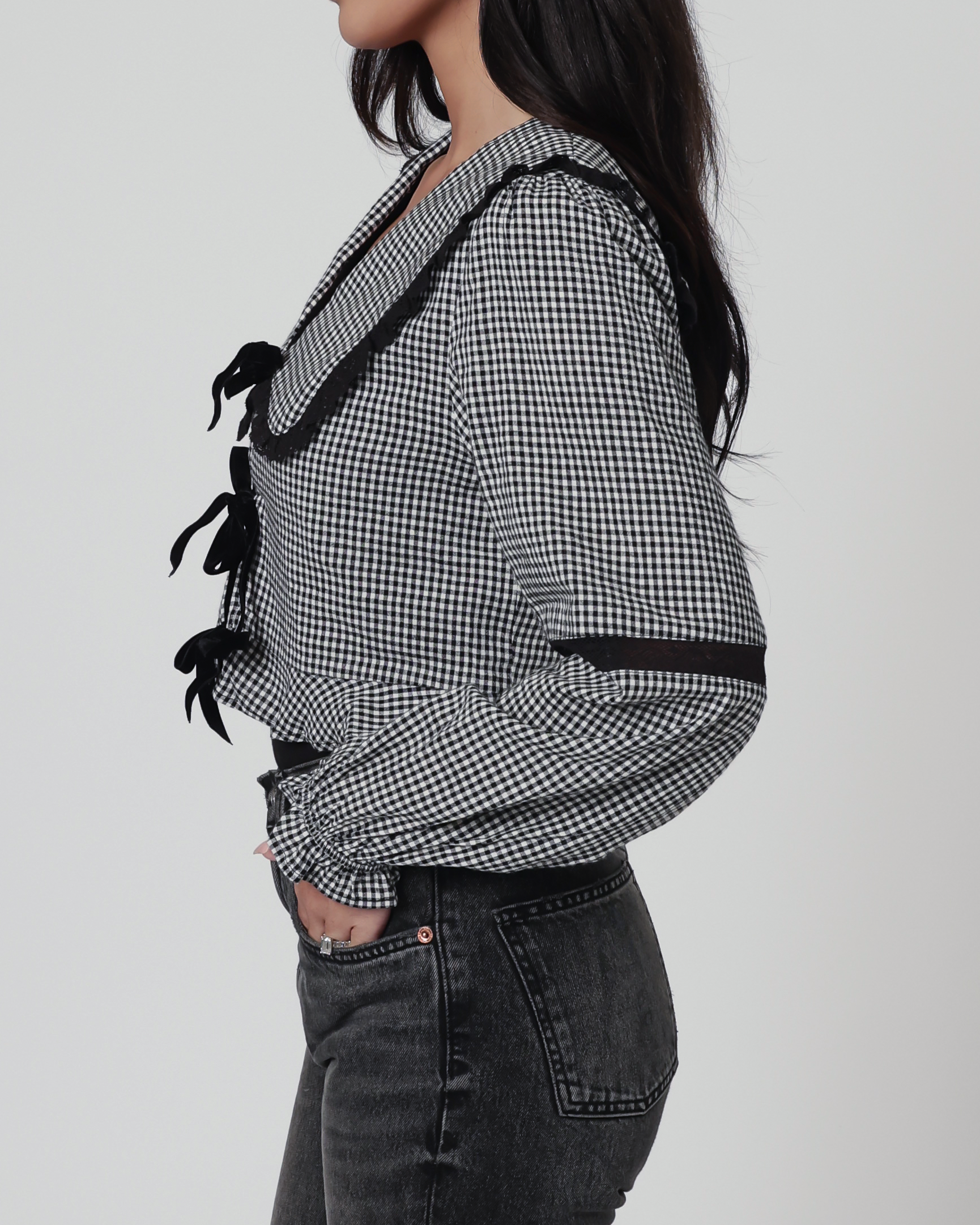 Darcy Gingham Long Sleeve Blouse