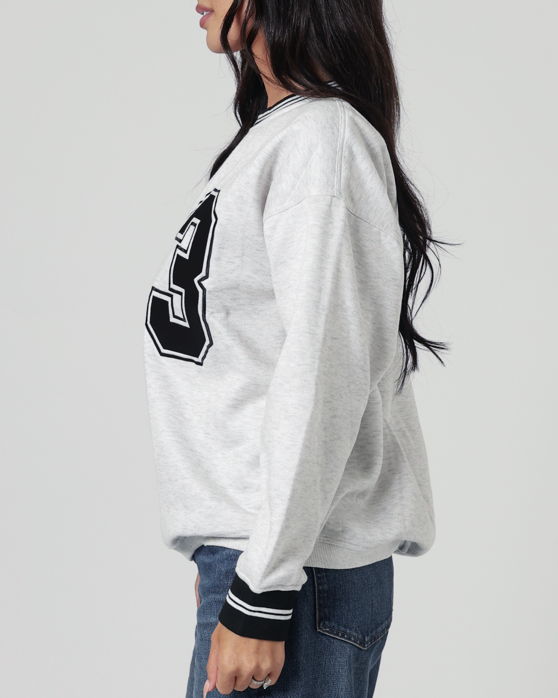 Danielle Stripe Varsity Crewneck