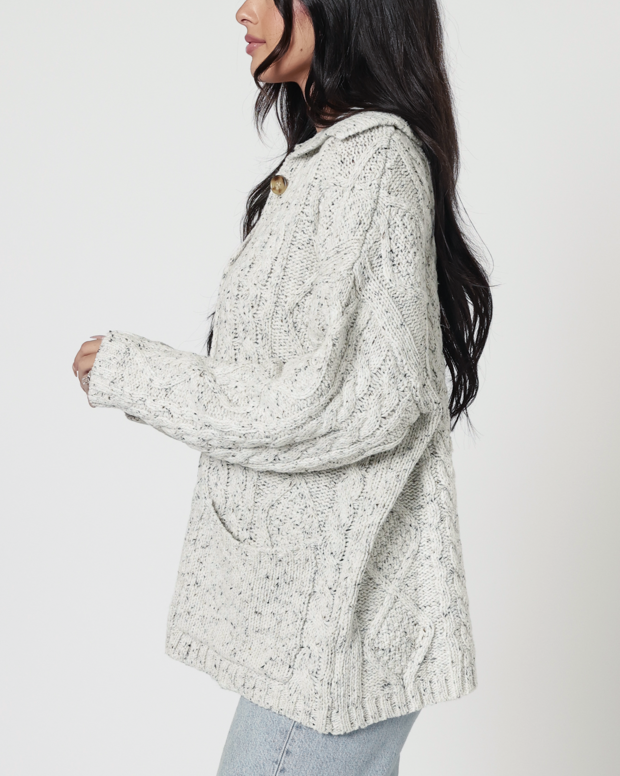 Wren Cable Knit Collared Cardigan
