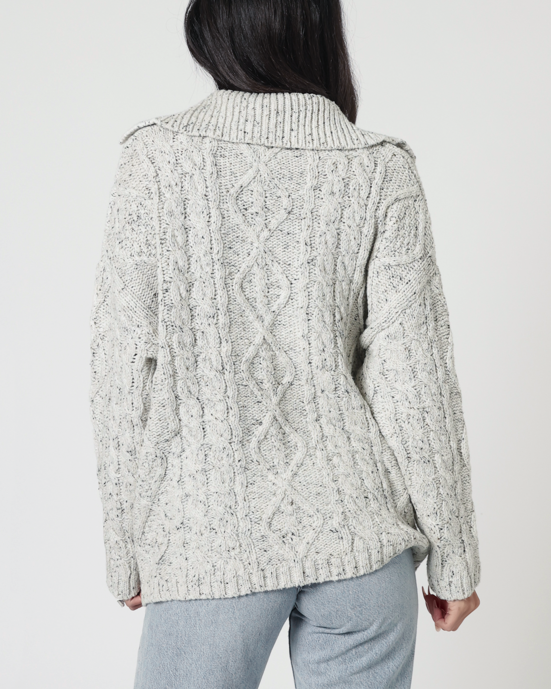 Wren Cable Knit Collared Cardigan