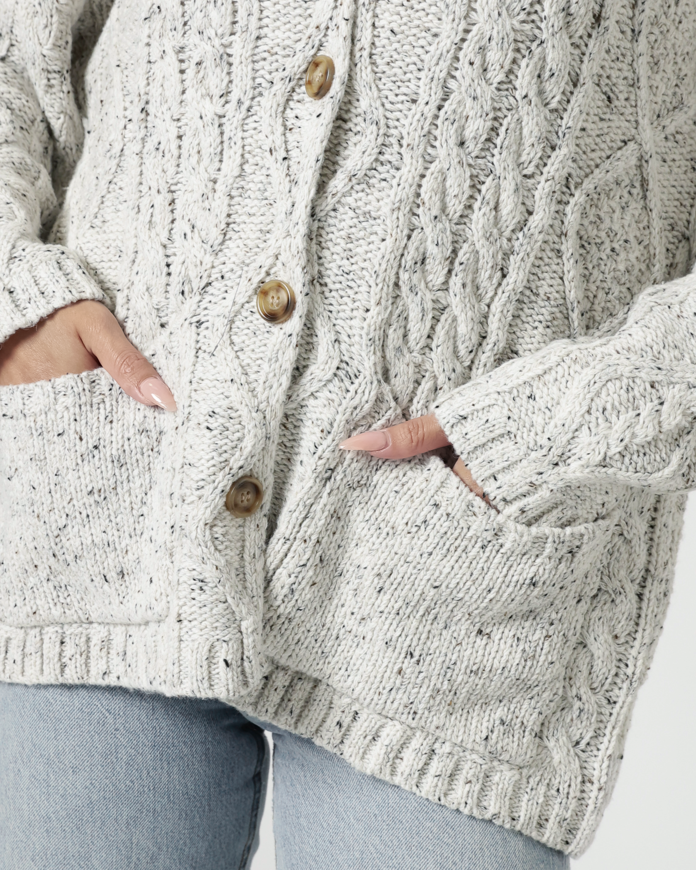 Wren Cable Knit Collared Cardigan