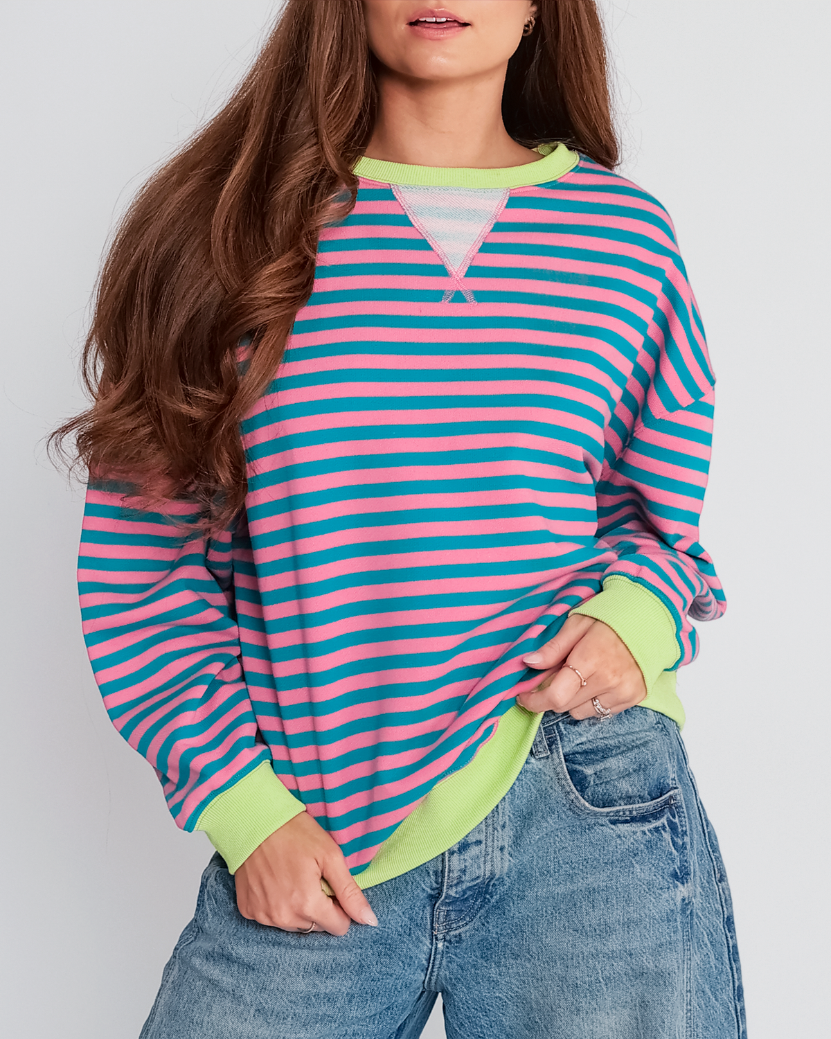 トップス STRIPED WOOL OVERSIZED LONG SLEEVE TEE M STRIPED WOOL OVERSIZED LONG SLEEVE TEE