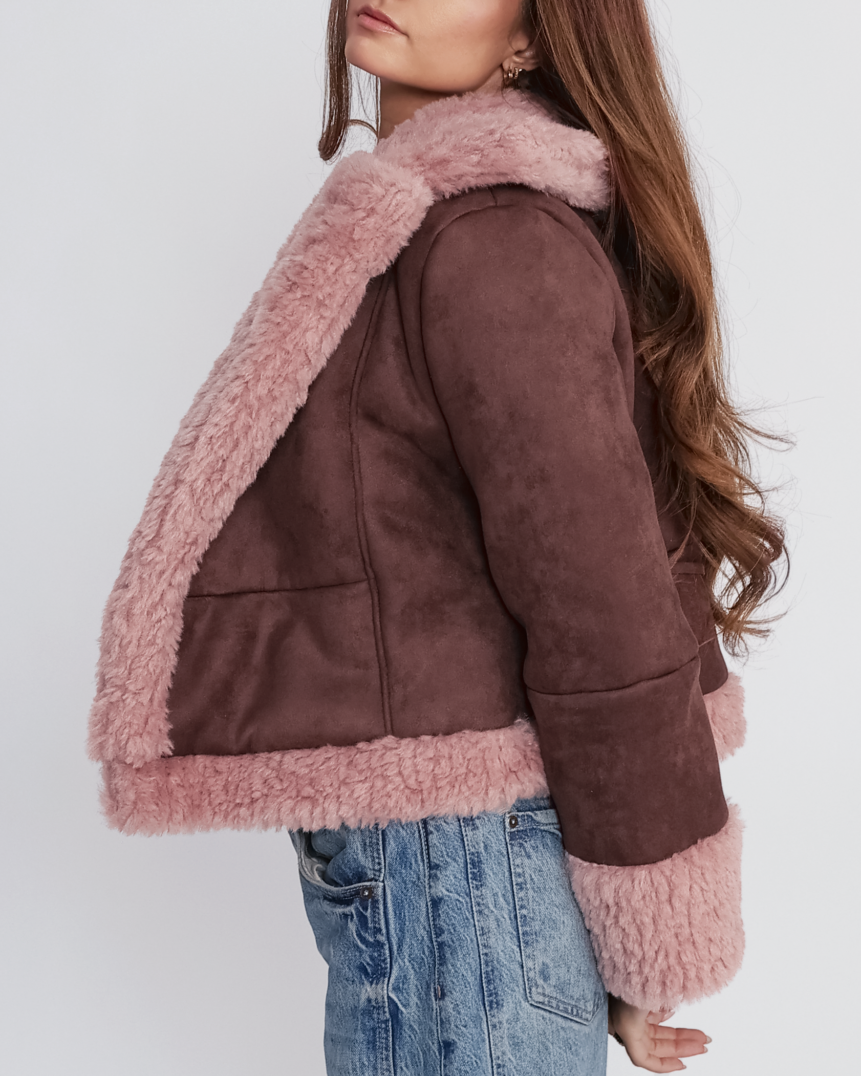 Francesca Faux Suede Shearling Jacket