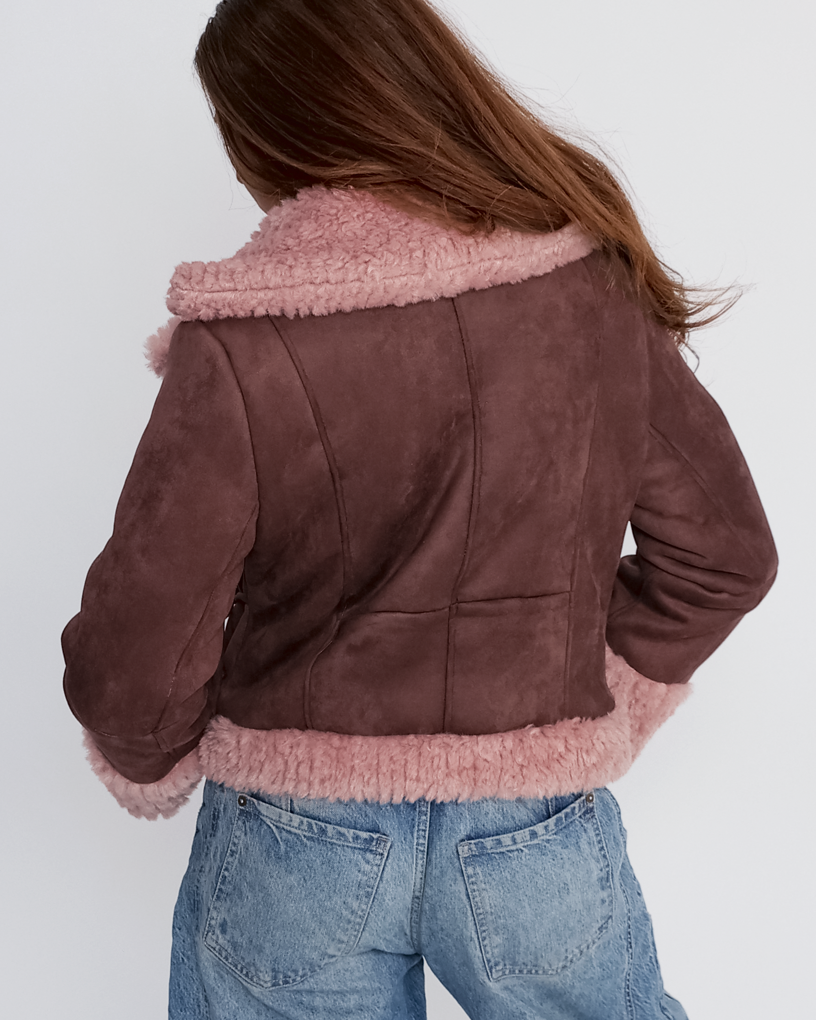 Francesca Faux Suede Shearling Jacket