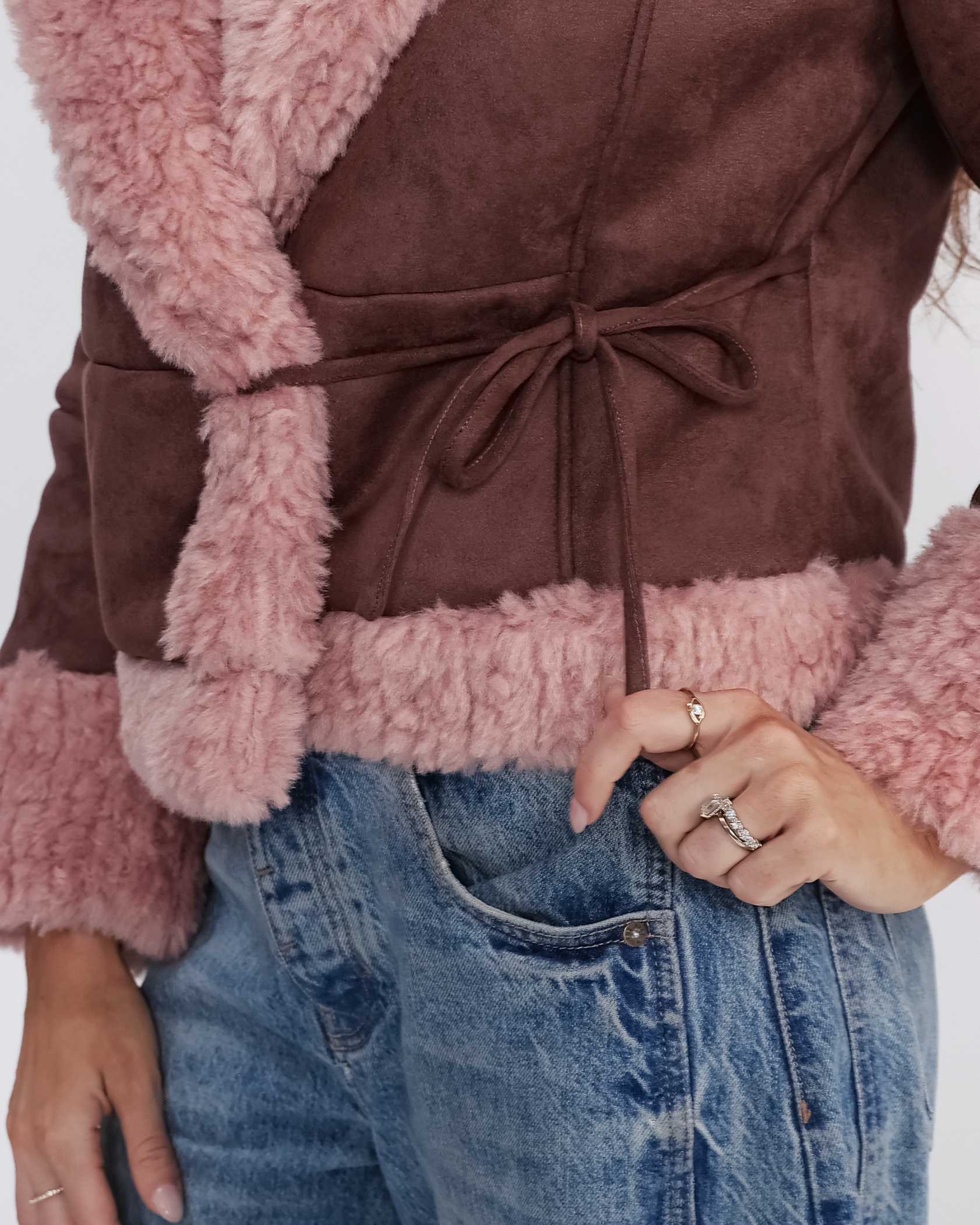 Francesca Faux Suede Shearling Jacket