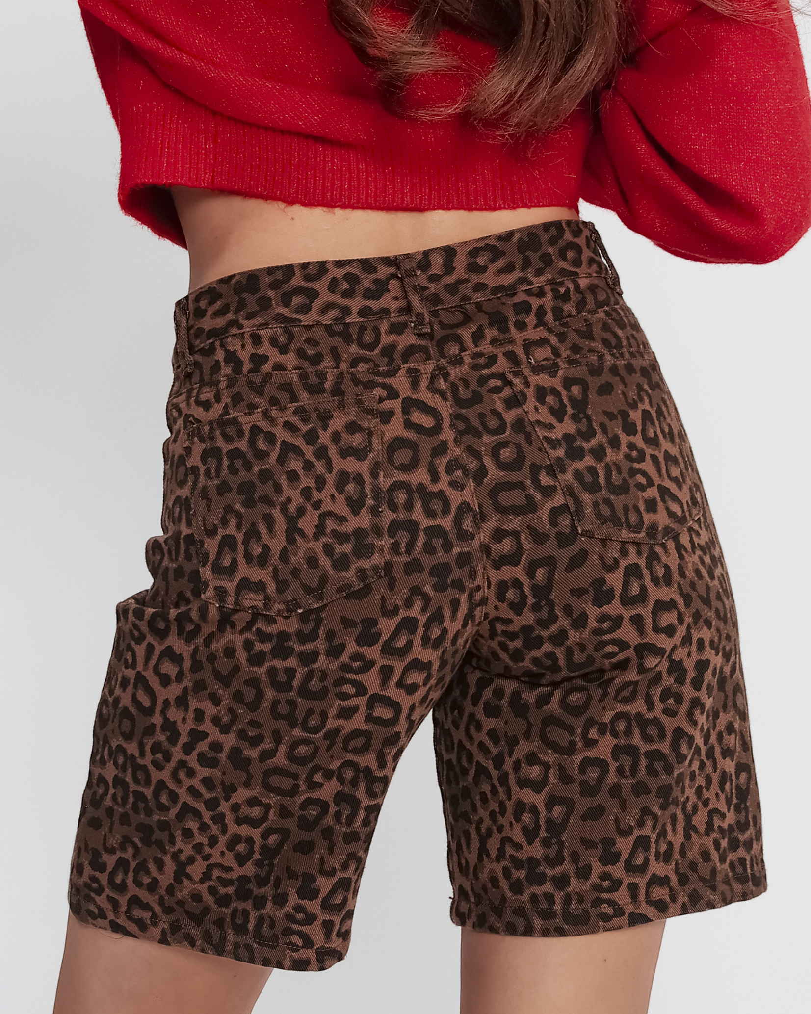 Josephine Leopard Jean Shorts in Brown Leopard