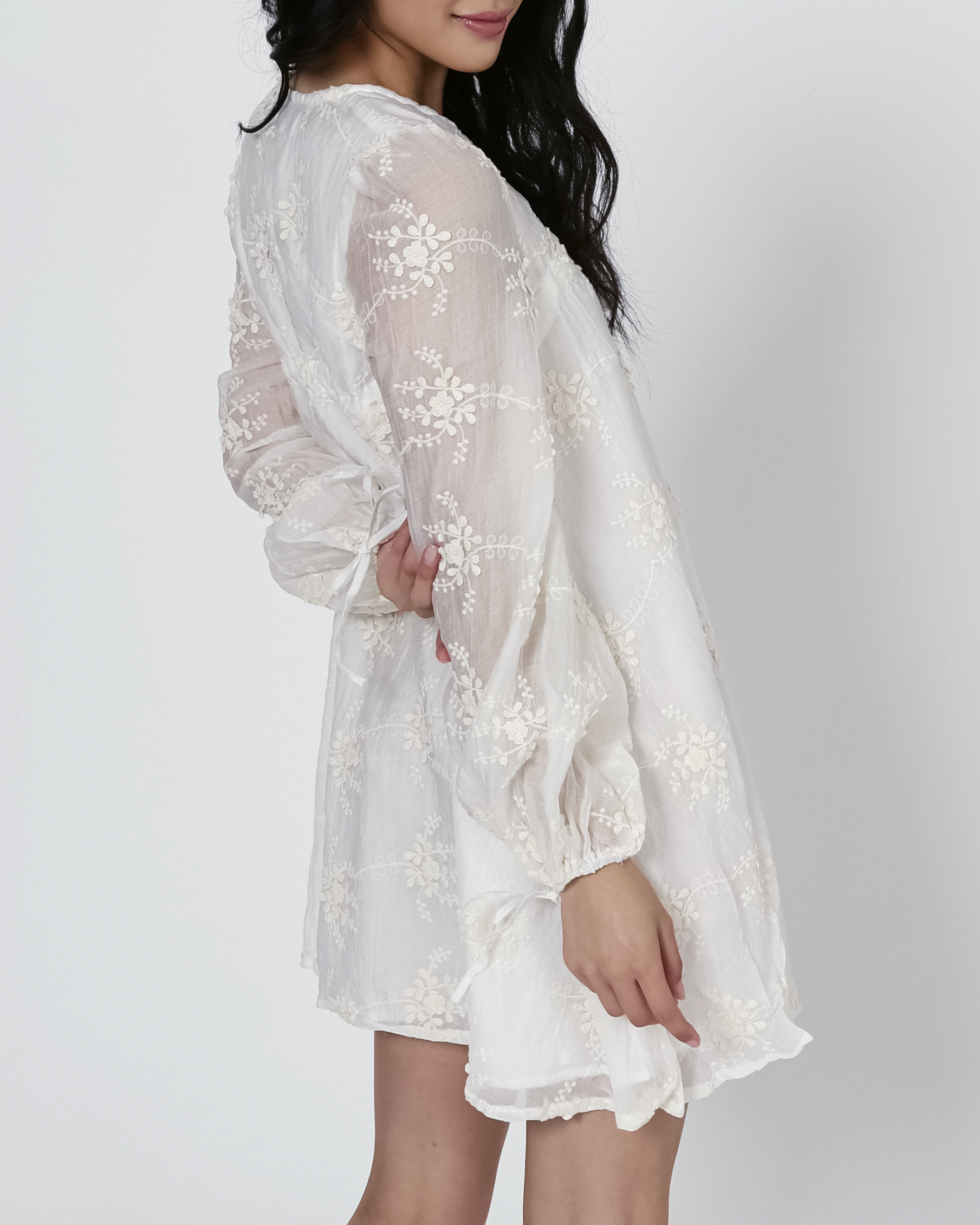 Lyla Embroidered Dress in Ivory
