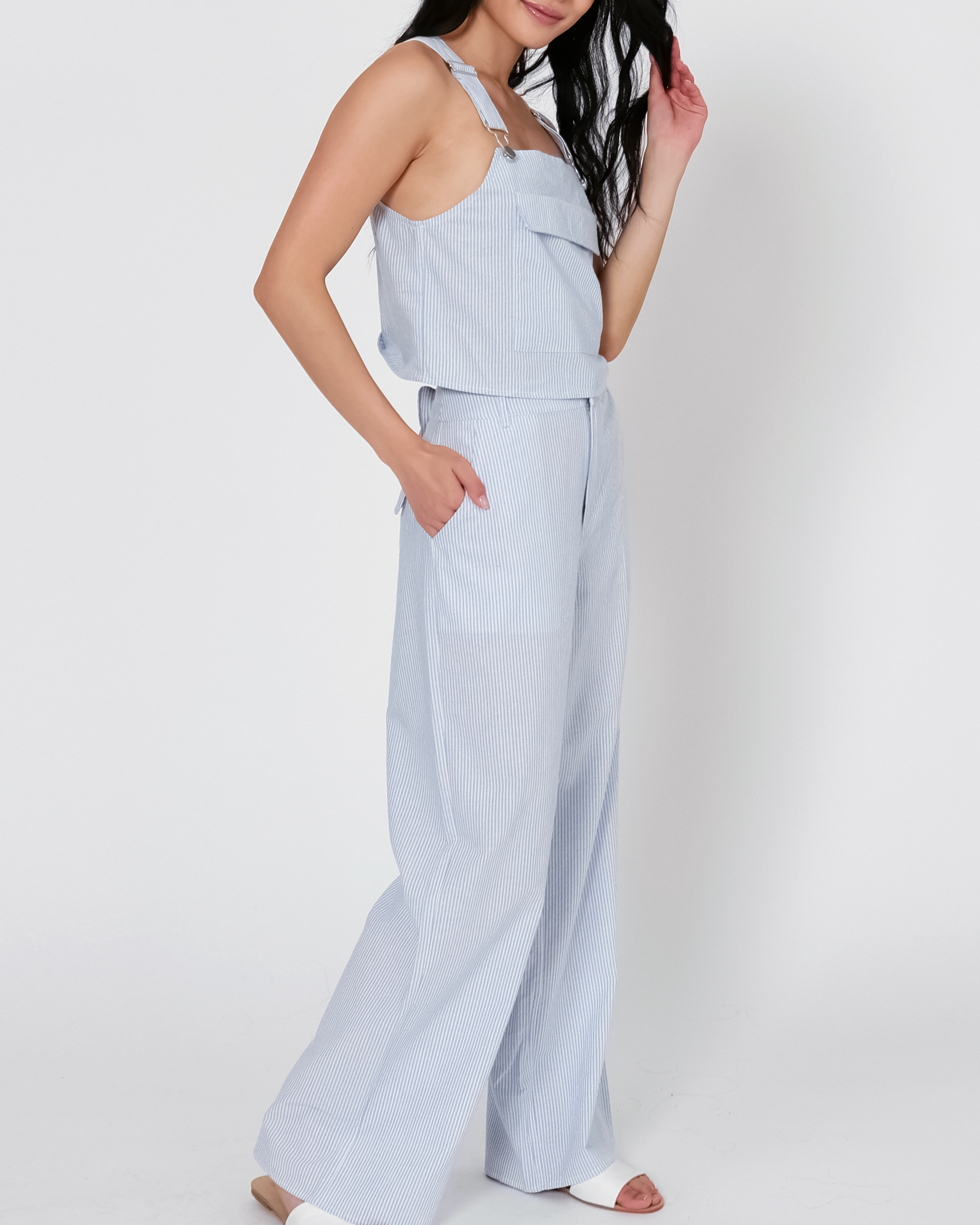 Brea Pinstripe Overall Pants