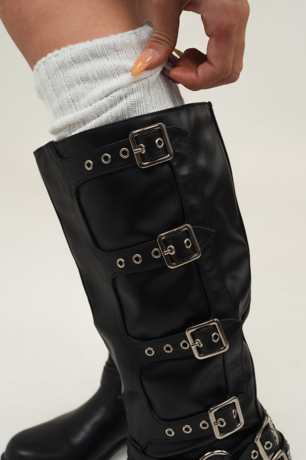 Evelyn Buckle Down Boots in Black