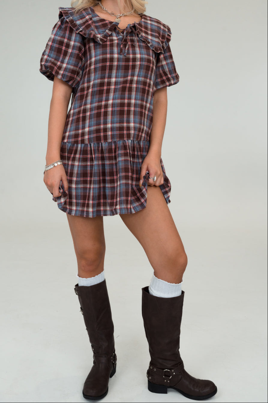 Kara Plaid Collared Mini Dress