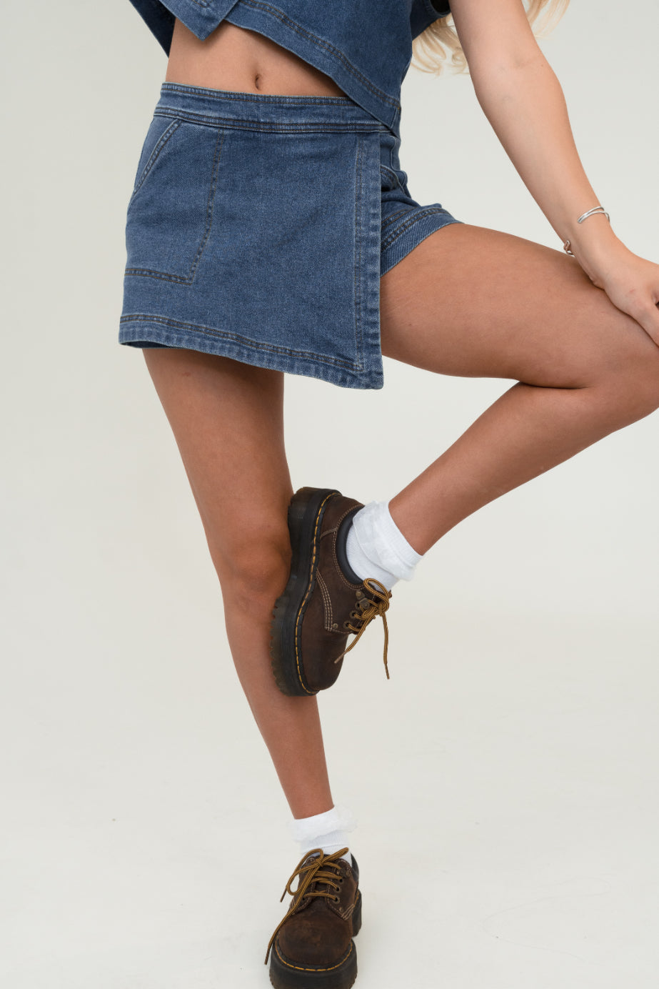 Kendall Asymmetrical Cut Denim Skort