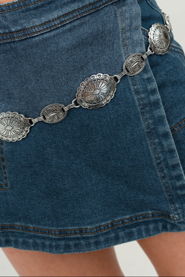 Oval Chain Belt in Silver