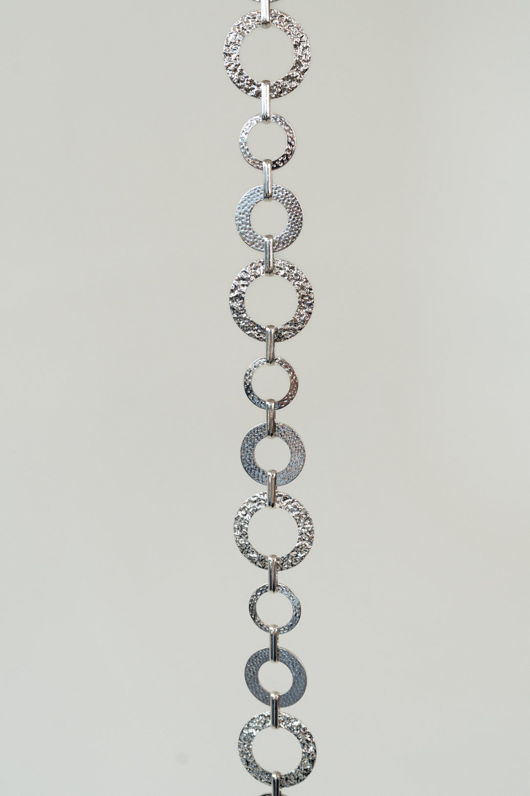 Textured Link Chain Belt in Rhodium
