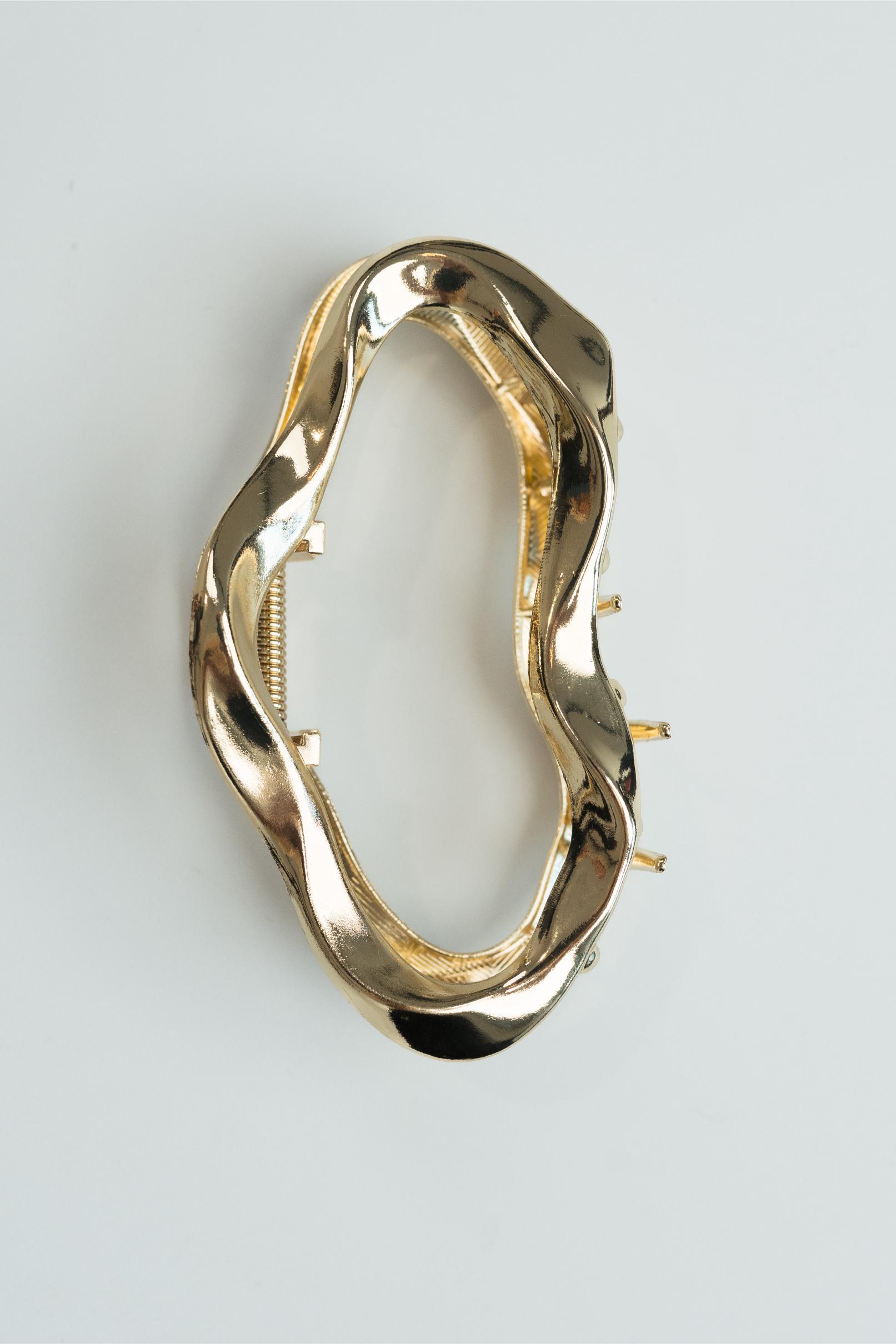 Metallic Abstract Design Claw Clip in Gold
