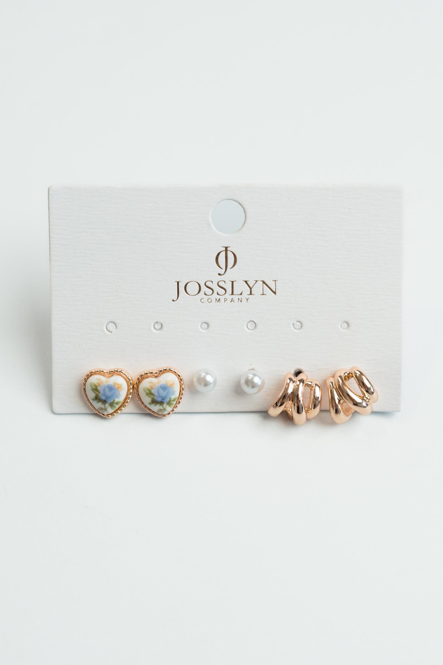 Pearl Gold Earring Trio Set