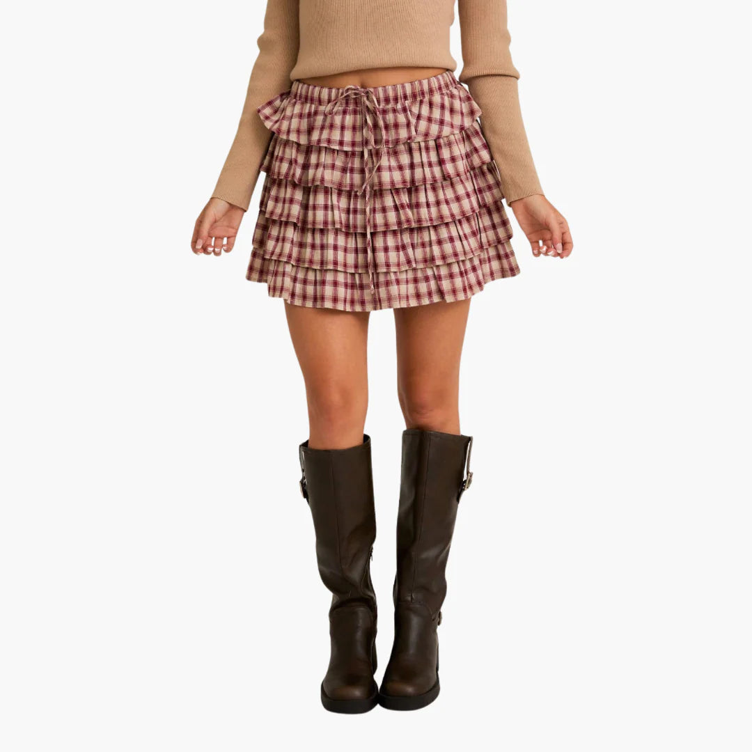Ruth Tiered Plaid Skirt