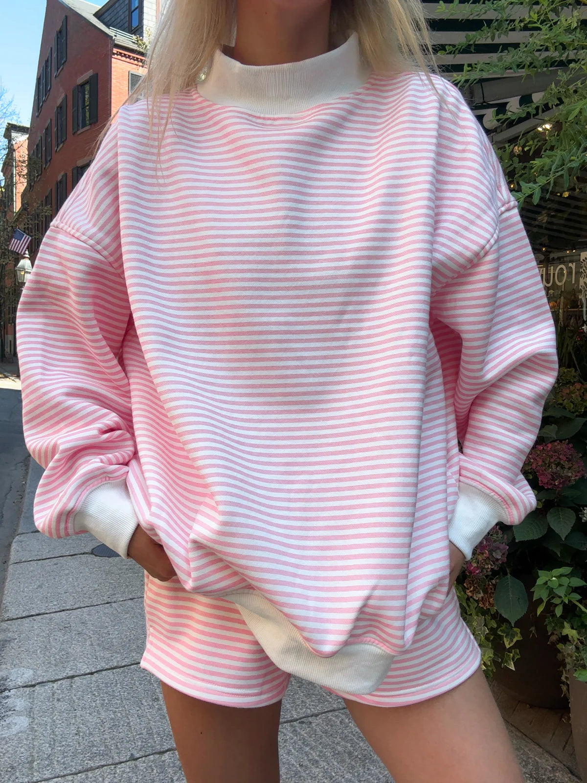 Big Striped Mockneck Sweatshirt