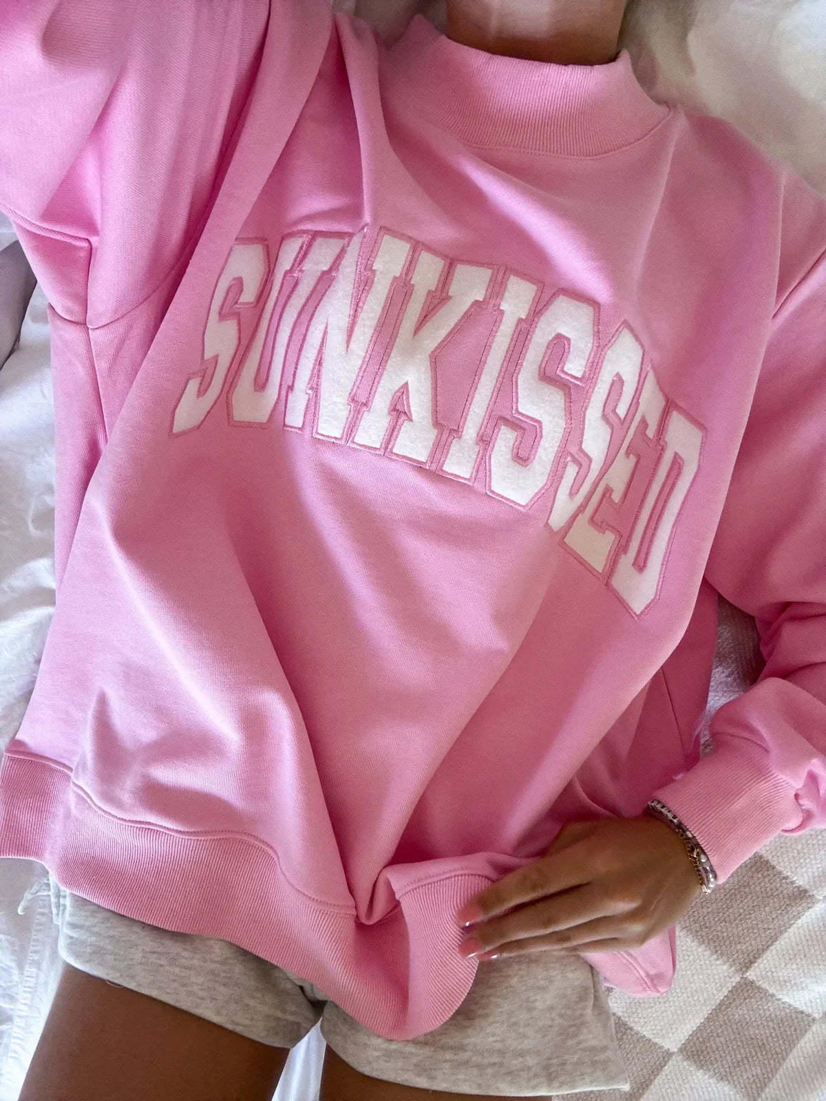 Mockneck Sunkissed Varsity Embroidered Sweatshirt