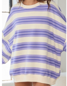 Brinley Oversized Striped Crewneck Sweatshirt