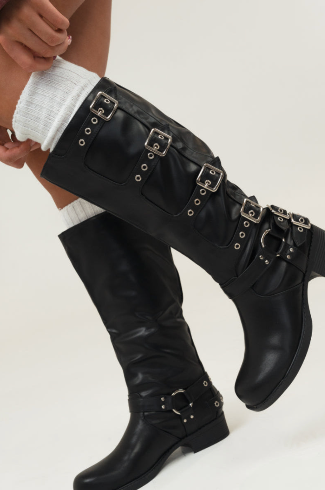 Evelyn Buckle Down Boots in Black
