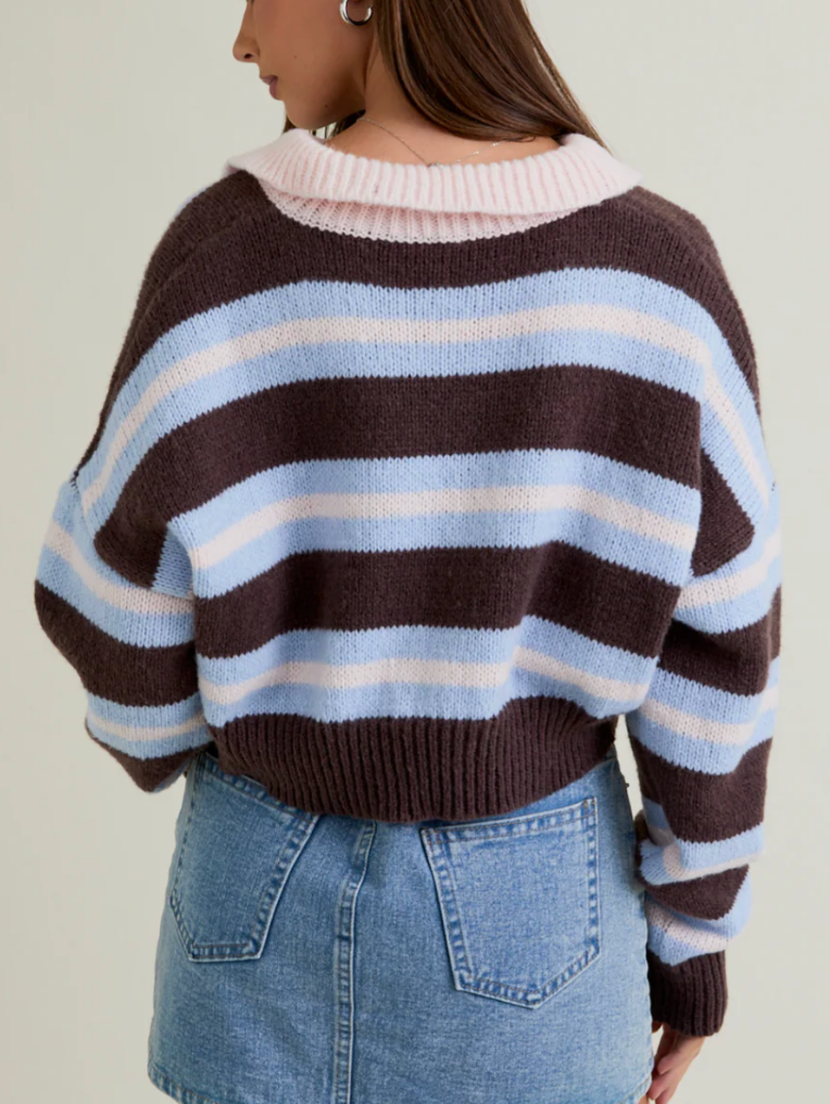 Kristy Stripe Collared Pullover Sweater