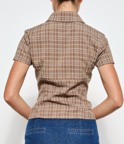 Lennon Plaid Button Up Top in Olive