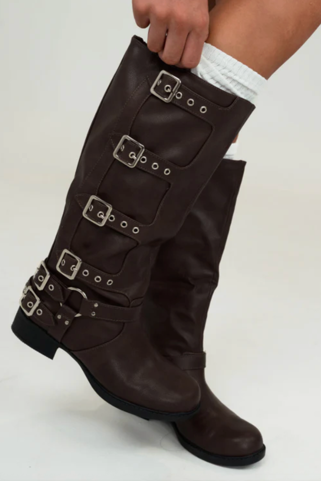 Evelyn Buckle Down Boots in Brown