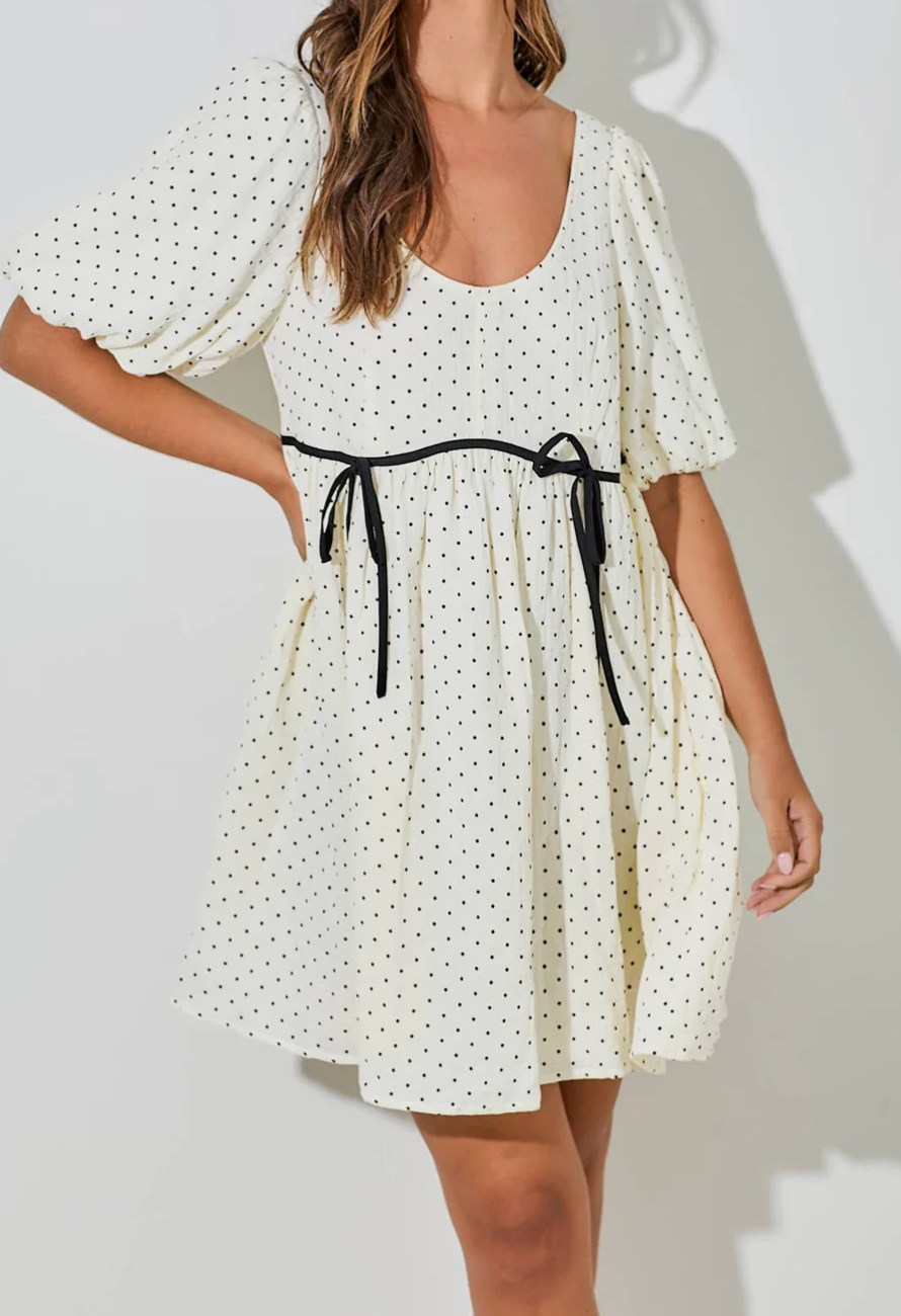 Adeline Polka Dot Ribbon Dress – Sixteen