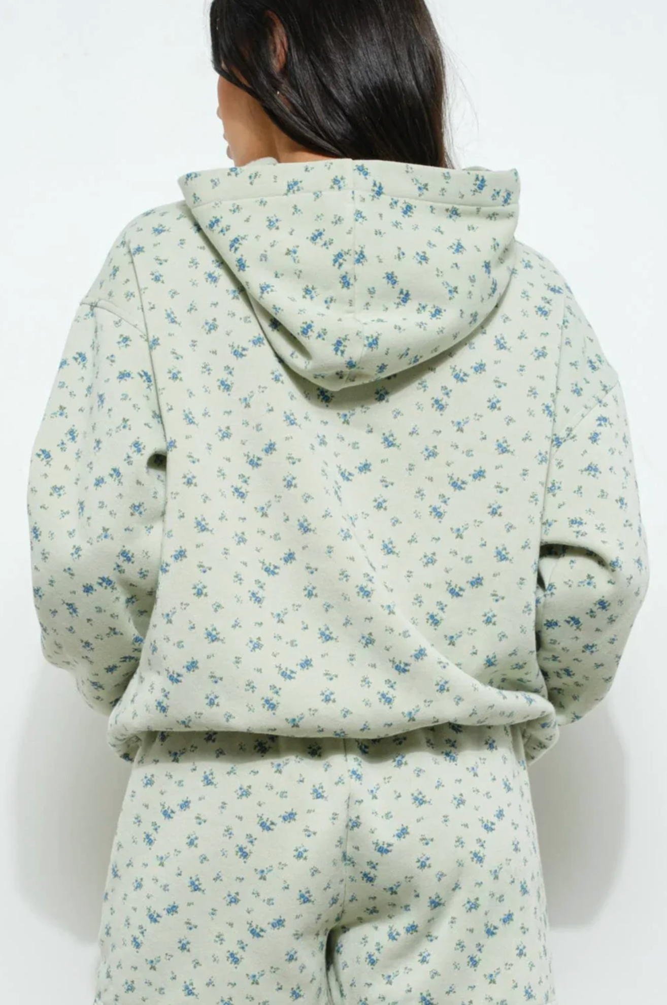 Lucy Floral Print Sweatshorts in Mint