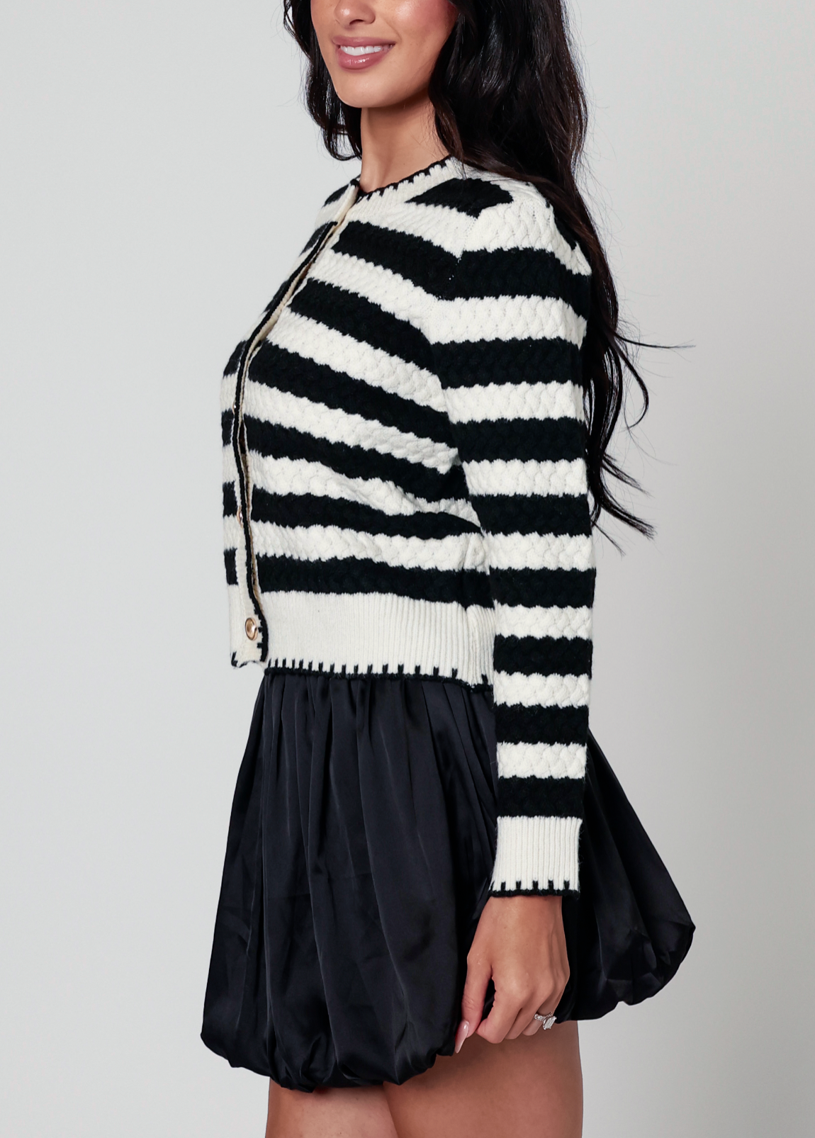 Gemma Satin Bubble Mini Skirt in Black