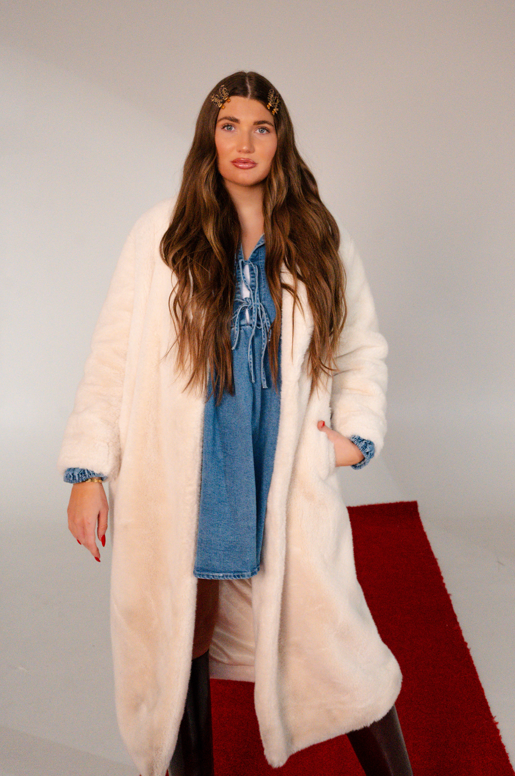 Graylee Tie-Front Denim Dress