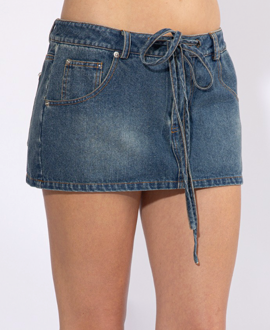 Kate Tie Denim Mini Skirt