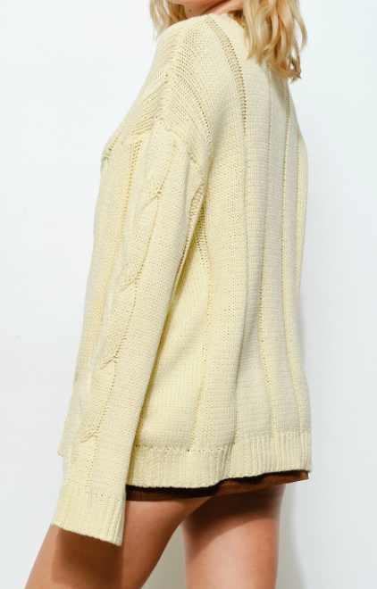 Adelaide Cable Knit Sweater in Yellow