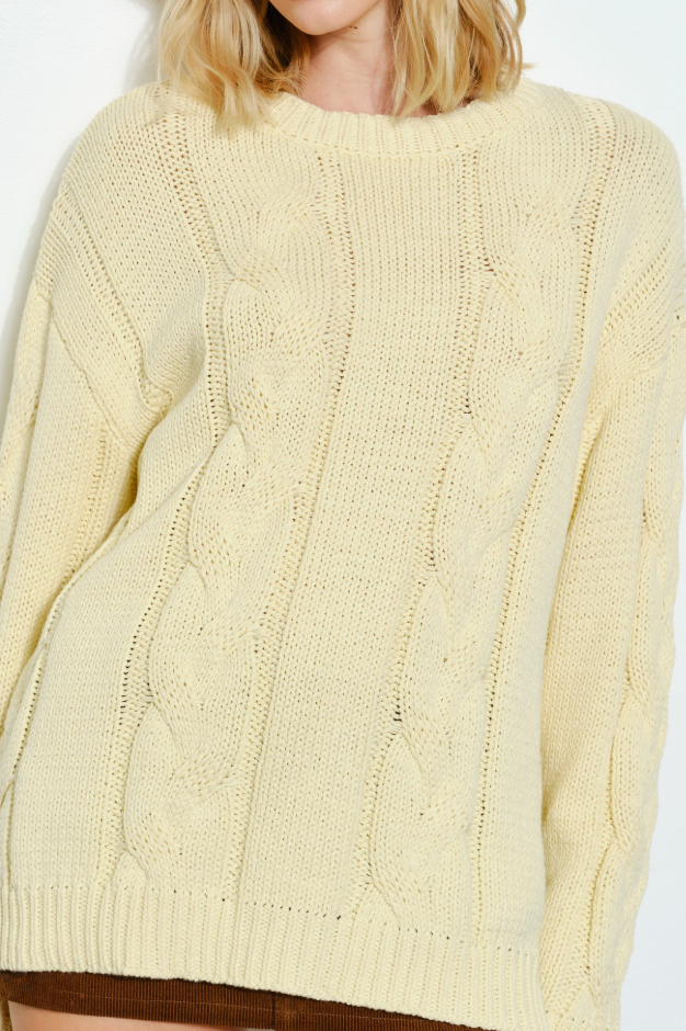 Adelaide Cable Knit Sweater in Yellow