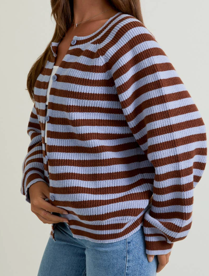 Alexandria Raglan Striped Cardigan