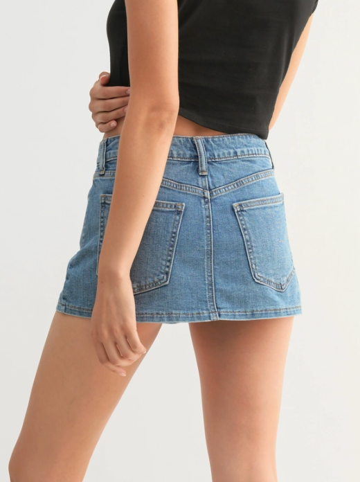 Jayda Denim Mini Skirt in Light Denim