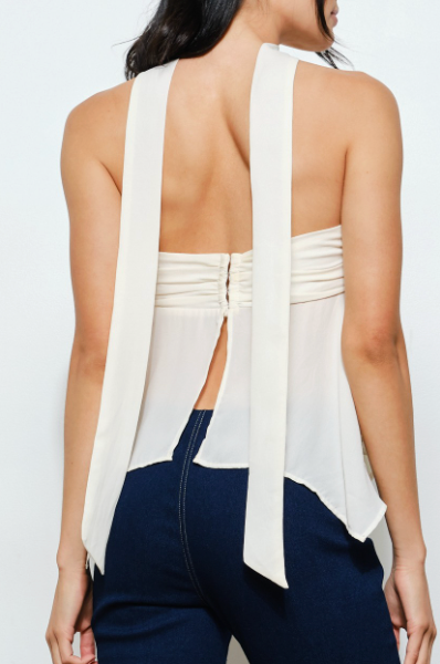 Selene Strapless Ruffle Top in Ivory
