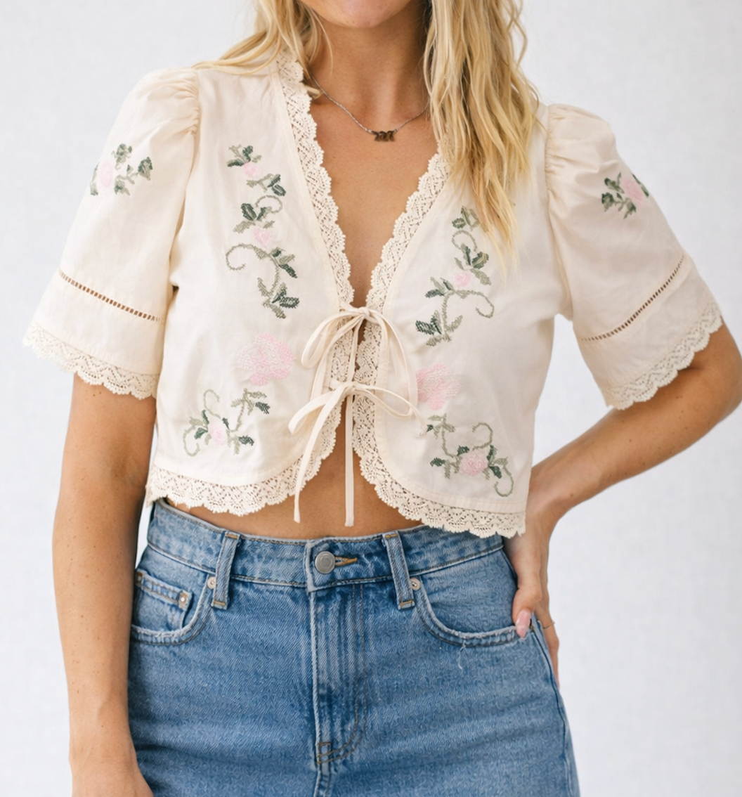 Willow Floral Tie Front Top
