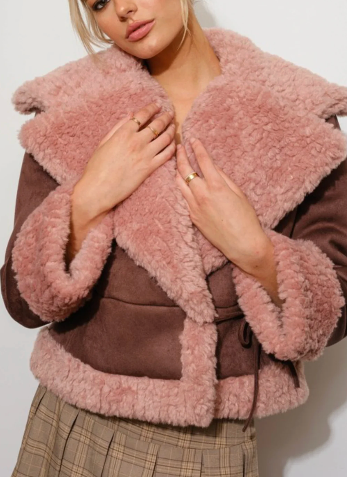 Francesca Faux Suede Shearling Jacket – Sixteen