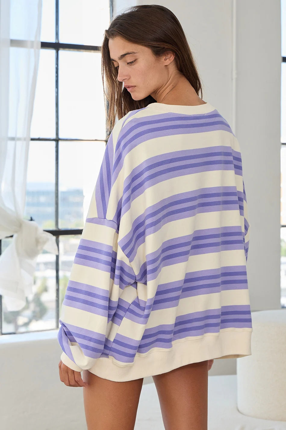 Brinley Oversized Striped Crewneck Sweatshirt
