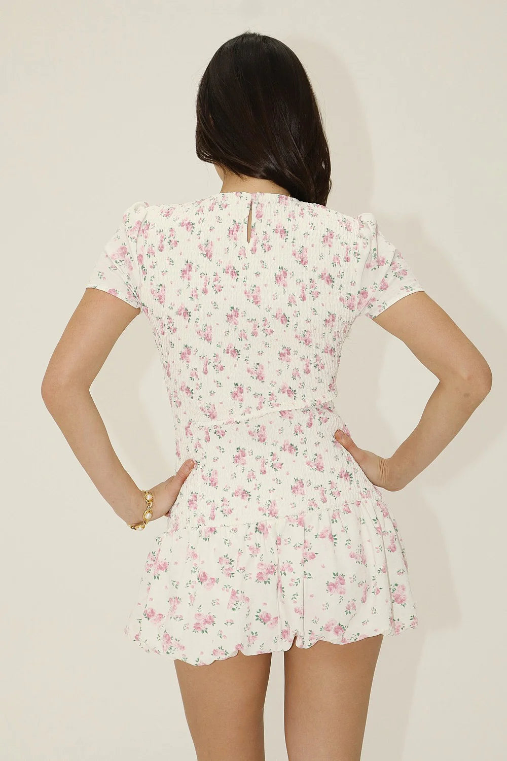 Aurora Floral Ruched Bubble Dress