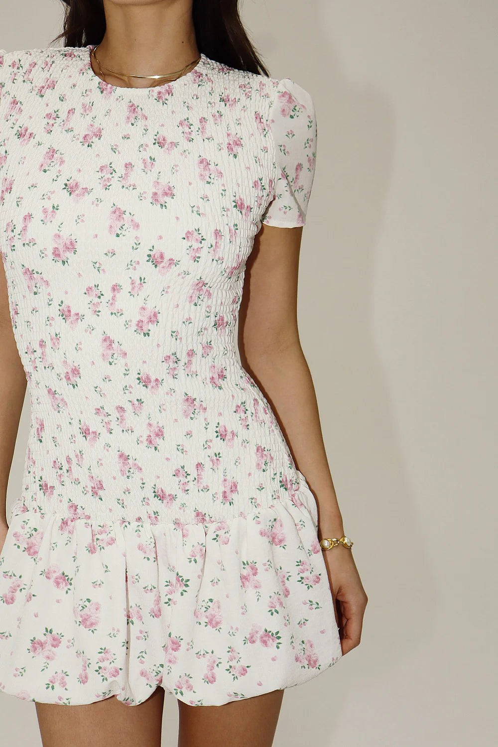 knee length dresses for ladies Larissa Floral Bubble Mini Dress main image 1