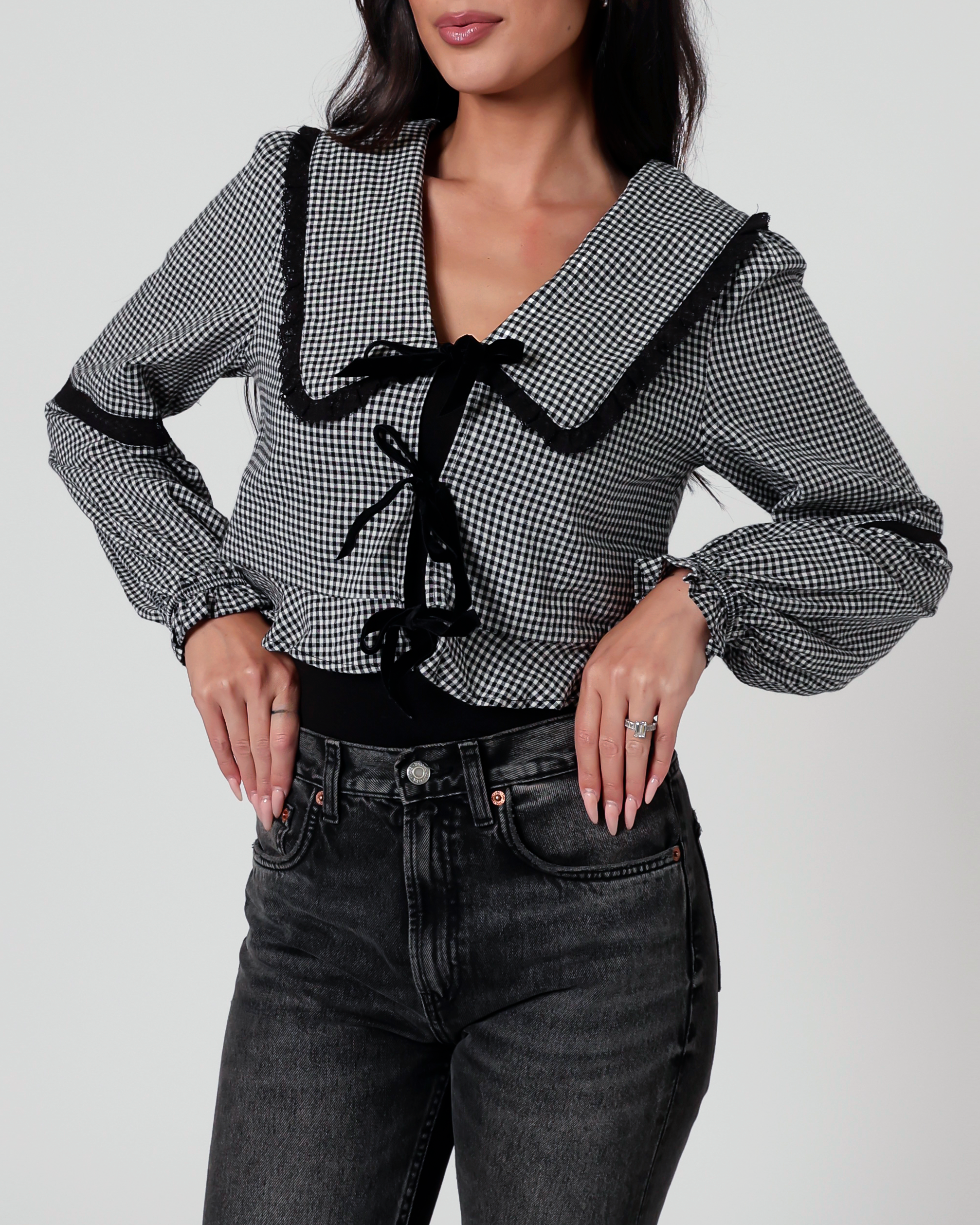 Darcy Gingham Long Sleeve Blouse