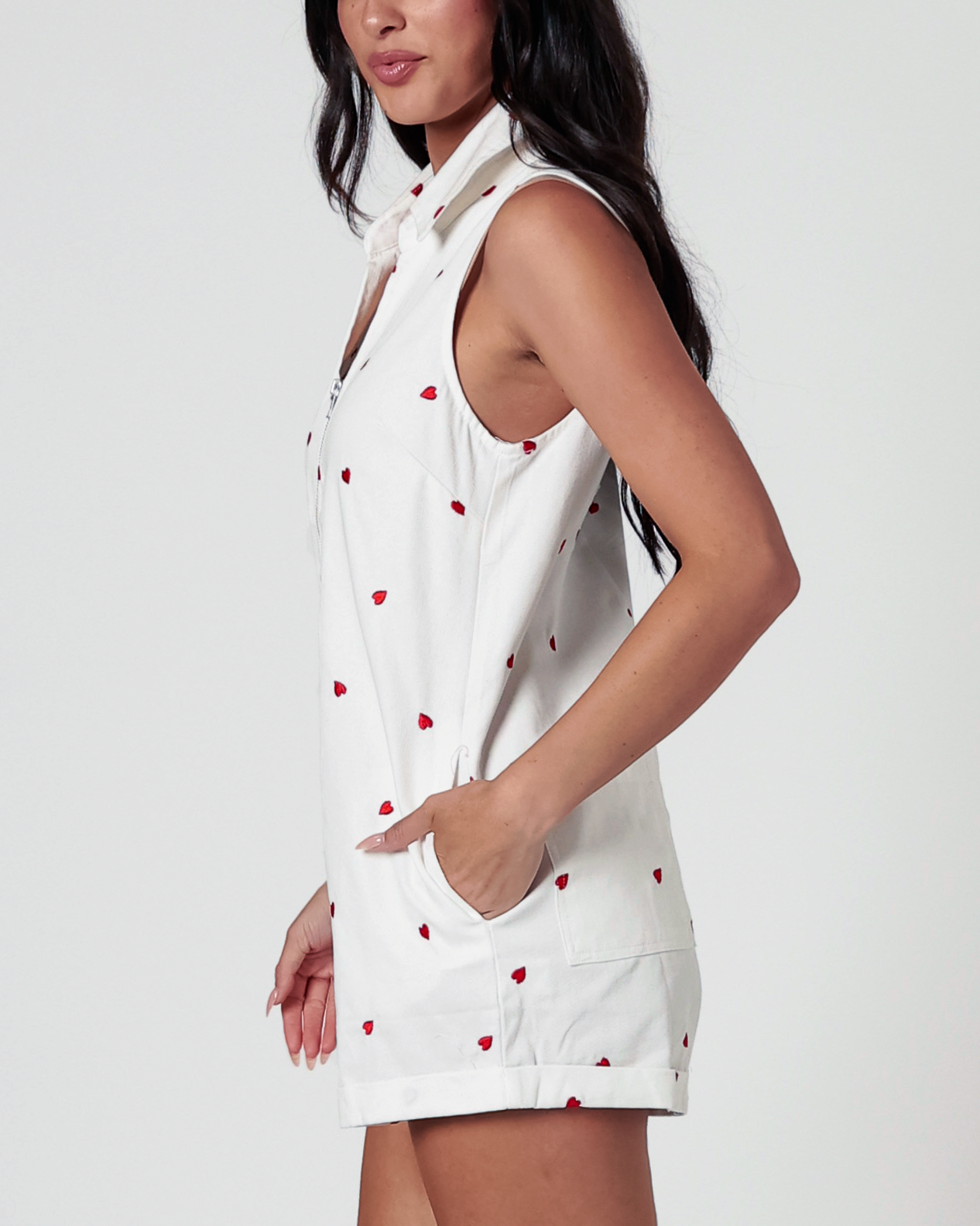 Vera Hearts Embroidered Romper